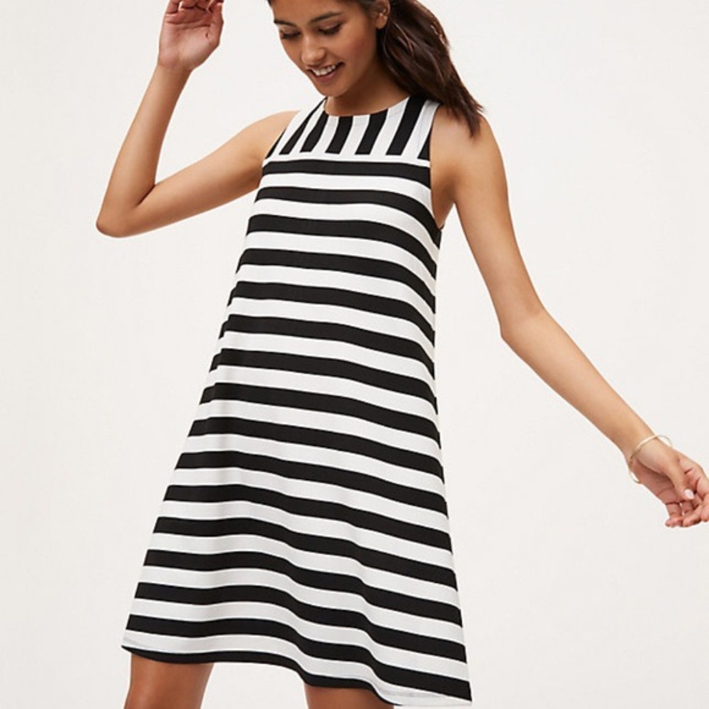 Loft Mixed Stripe Sleeveless Swing Dress
